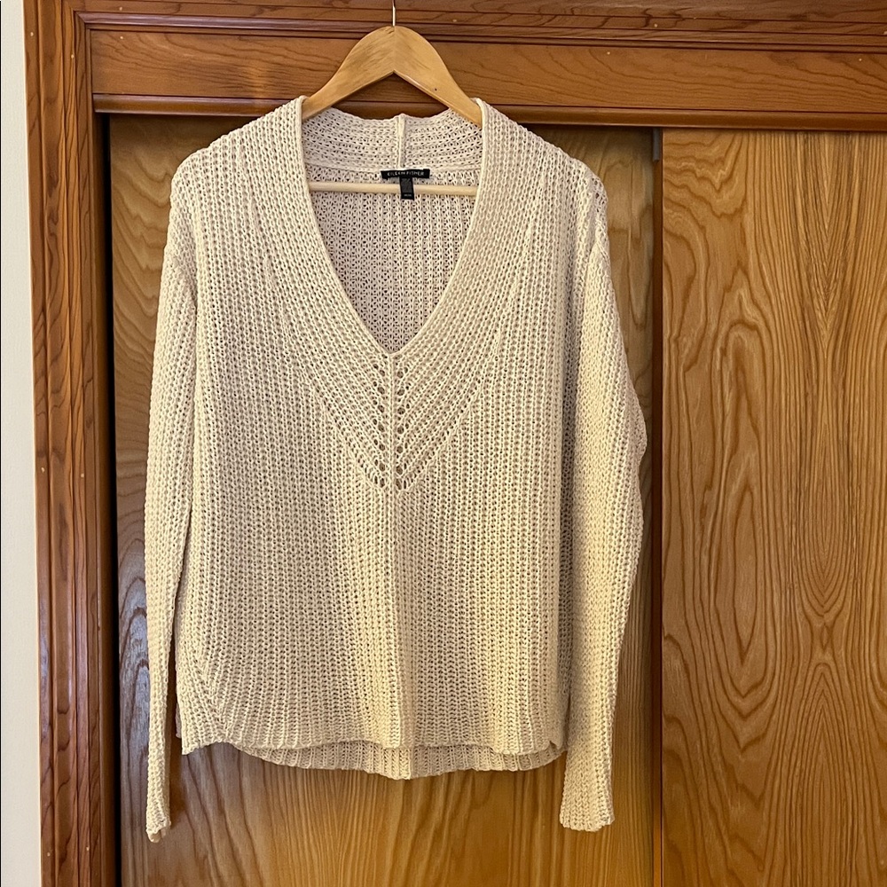 Eileen Fisher Cream V-Neck Sweater